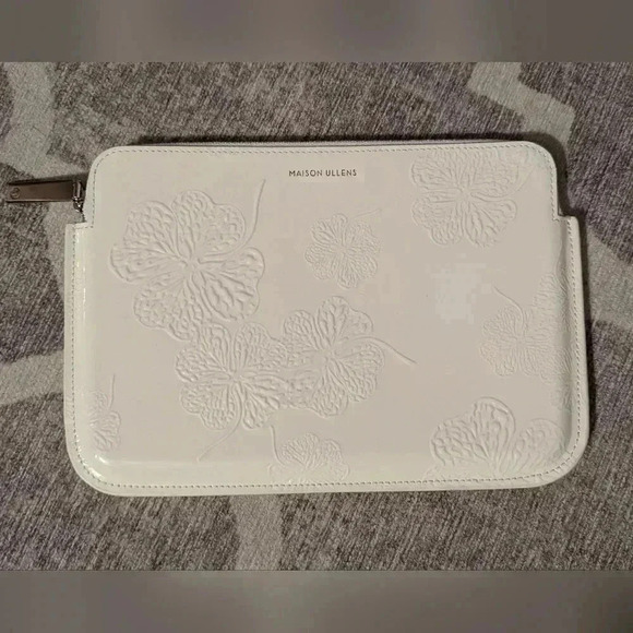 White Leather Floral Clutch Maison Ullens - Picture 2 of 6